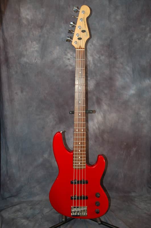 Fender 5 String Jazz Bass Active Electronics Gigbag 1990 Candy Apple Red image 1