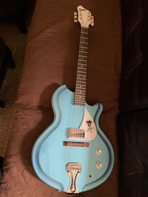 Supro 1570WB Sahara Single Pickup Americana Series Electric Guitar Wedgewood Blue Metallic image 1