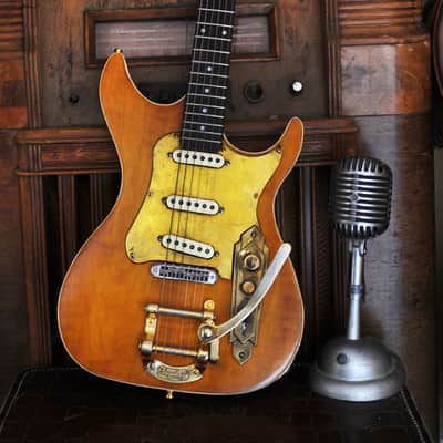 Postal Handmade Memphis Rocket Deluxe Antique Natural Bigsby Fender 57/62 Strat pickup Set image 13