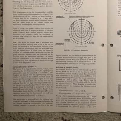 Vintage 1970s Kustom Electro Voice Sentry IV Professional Loudspeaker System Spec Sheet! image 2