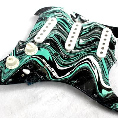 Custom Swirl Painted and Fully Loaded Fender Squier Strat (11 Hole) Pickguard image 2