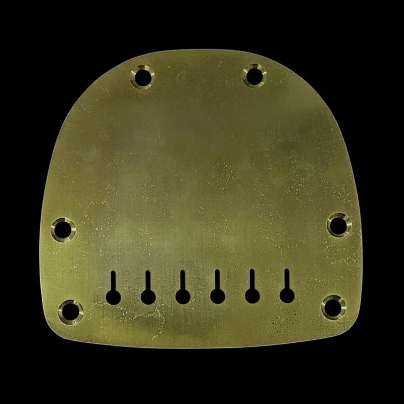 Jazzmaster Jaguar Hardtail Bridge Conversion Plate - 52mm String Spacing - Aged Brass image 1