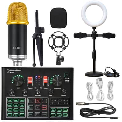 V8s Sound Card Suit Mobile Phone Sound Card Microphone Microphone Bracket Fill Light Sound Card Full Set Of Equipment image 14
