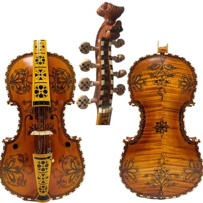 Hand made rare Norwegian fiddle 4*4 strings violin 4/4 ,hardanger fiddle image 1