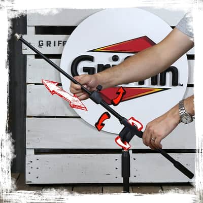 GRIFFIN Short Boom Mic Stand (Low Profile-X Series) – Tripod Mount for Kick Drum, Guitar Amps, Studio Desks, Singing & Home Recording Use image 13