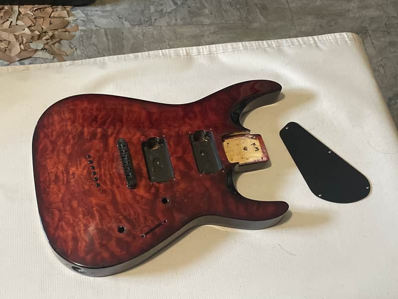 2010's India Jackson DKXT Dinky Arched Top Transparent Red Quilt Guitar Body Hard Tail image 1
