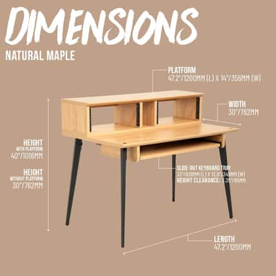 Gator Recording Studio Desk Table Workstation w/ 8U Rack - Maple image 8