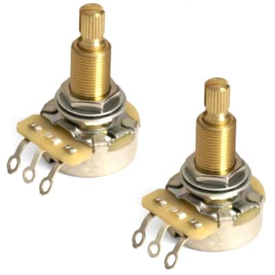 CTS 500K Audio Taper Guitar Pots w/Long Brass Shaft (2)