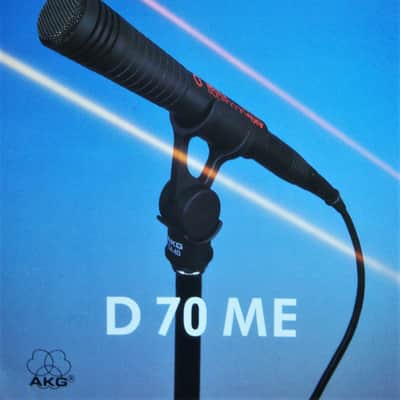 Two vintage AKG D70ME Dynamic cardioid Microphones Low Z w mic clips and case drum, toms, brass image 2