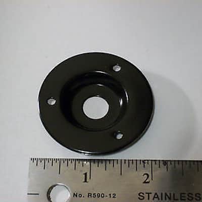 Black Speaker Amp Jack Plate, 2" Round Metal with 1/4" Switchcraft #11 Jack image 4