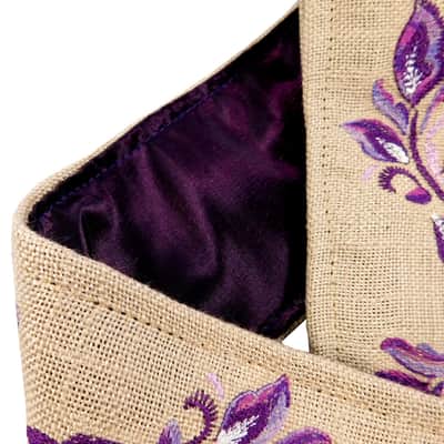 Plum and Wheat Silk Guitar Strap Handmade Embroidered Variegated Floral Design One of A Kind image 4