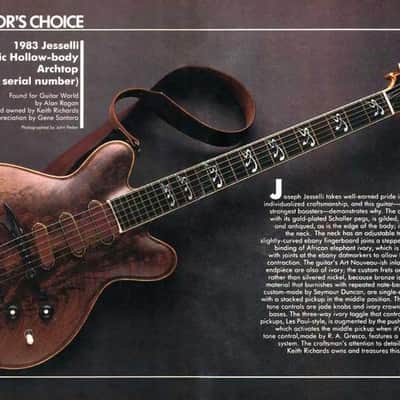 Jesselli Compact Art Nouveau Tiered Hollow-body 1995 - fabulous & ultra rare 1-off is one of Keith Richards Faves ! image 20