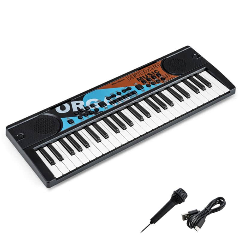 Ozici 49 Keys Kids Electronic Keyboard with Microphone, 8 Tones & Rhythms Educational Music Toy for Age 3+ - Black image 1