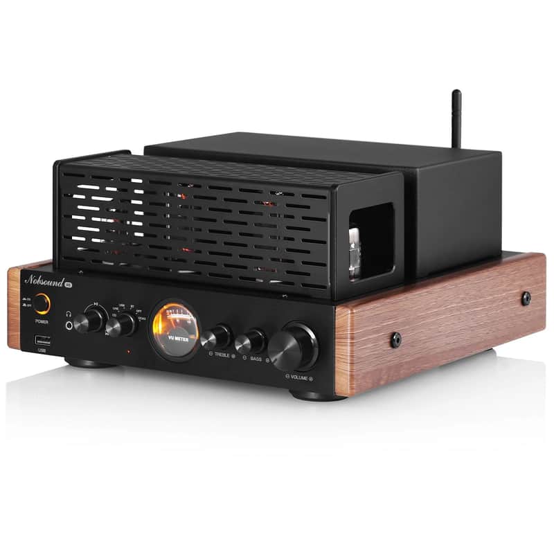 Hybrid Vacuum Tube Stereo Amplifier Class AB Bluetooth Receiver w/ USB & VU Meter