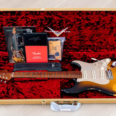Fender Custom Shop 1956 Stratocaster Roasted Relic Faded Two-Tone Sunburst w/ Gold Guard, Fat '60s Pickups image 16