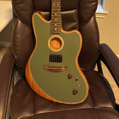 Fender Newporter Player Acoustic/Electric Guitar Olive Green | Reverb