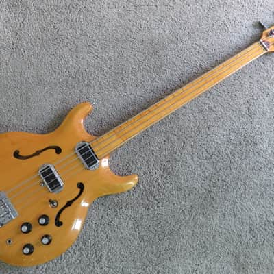 Vintage 1970s Acoustic Bartell Lancer Bass Guitar Natural Version Of The "Black Widow" Rare Fretless image 1