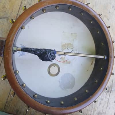 Long neck banjo - E tuned - vintage body and lovely carved neck Unbranded 70's maybe - Brass image 13