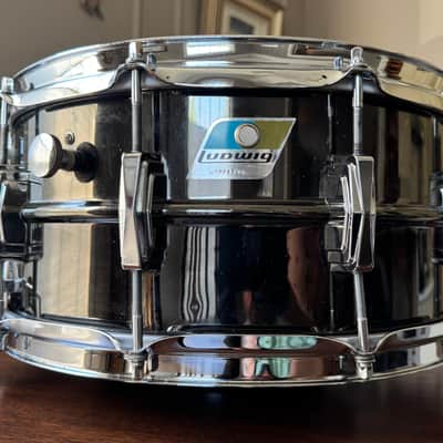 1979 Ludwig Black Beauty Super-Sensitive 6.5x14" 10-Lug Brass Snare Drum with Pointed Blue/Olive Badge 1977 - 1979 - No. 419 Black Nickel-Plated Super Sensitive image 13