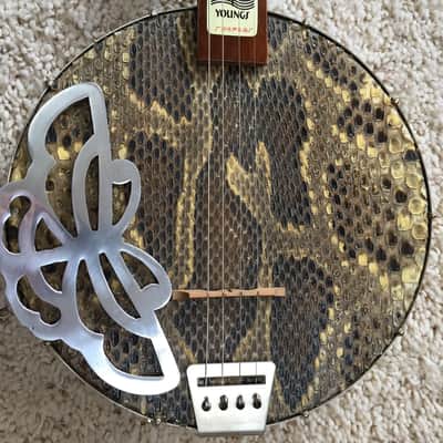 Vintage Chin Chin 4 string Banjo with Snake Skin Head image 12