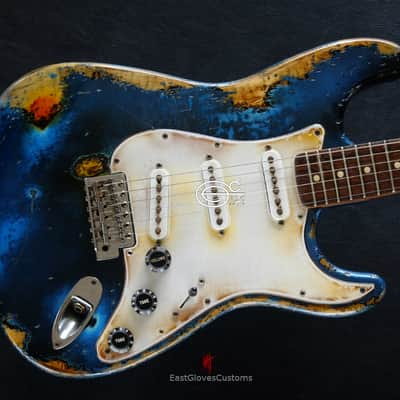 Fender Stratocaster Midnight Blue Pelham Dark Blue Heavy Relic Aged by East Gloves Customs image 15