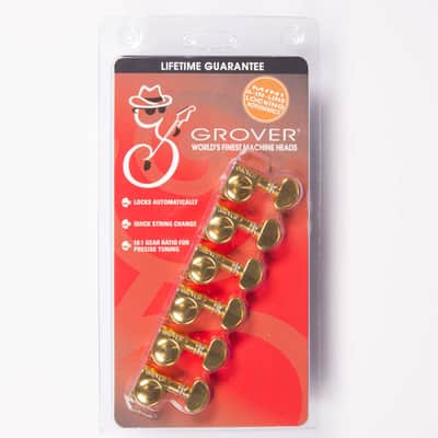 Grover 406G6 Mid-Size Locking Rotomatic 6 In line Tuners Gold