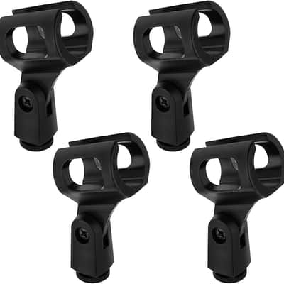 4 PCS Microphone Holder, Adjustable Angle Mic Holder Clip for Stand Rubber Flexible Microphone Clip Black Wireless Mic Holders Clamp for Mics Stand Handheld Microphones Recording Condenser Microphones image 1