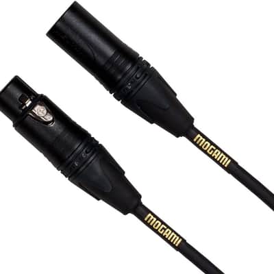 Mogami Gold Studio 02 XLR to XLR Quad Conductor Patch Cable 2 feet with Gold Contacts, XLRM-XLRF Connectors, Pro Audio Noise-Free
