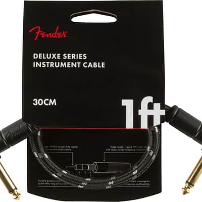 Fender Deluxe Series Instrument Cable, Angle/Angle, 1', Black Tweed image 1