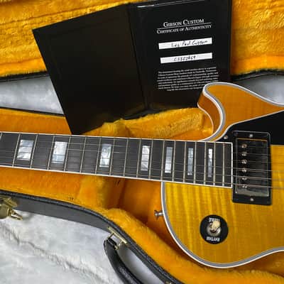 NEW! Gibson Dealer Select Custom Shop Les Paul Custom AAA Figured Flame Top - Lemon Burst / Natural Back - Authorized Dealer - 9lbs - G06814 image 12
