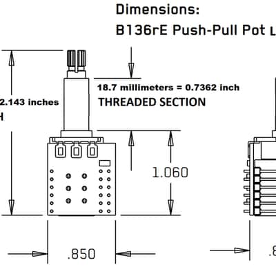 EMG 25K CONTROL LONG SHAFT PPP PUSH / PULL POT SPLIT SHAFT ACTIVE V/T B136RD ( FOR 89, 81TW ETC ) image 2