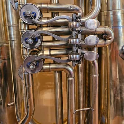 Immagine Tuba “Bb" Soviet 3 Valves Brass Pipe Wind Instrument Horn USSR Vintage and Rare - 2