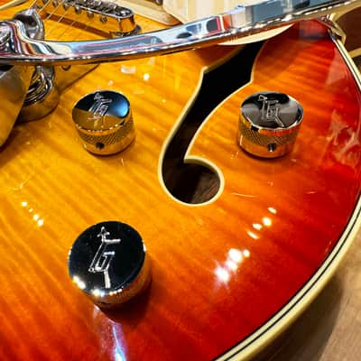 Gretsch G6659T Players Edition Fab Gear Broadkaster Jr. Center Block Flametop with Bigsby Electric Guitar 2025 - Cherry Sunburst image 11