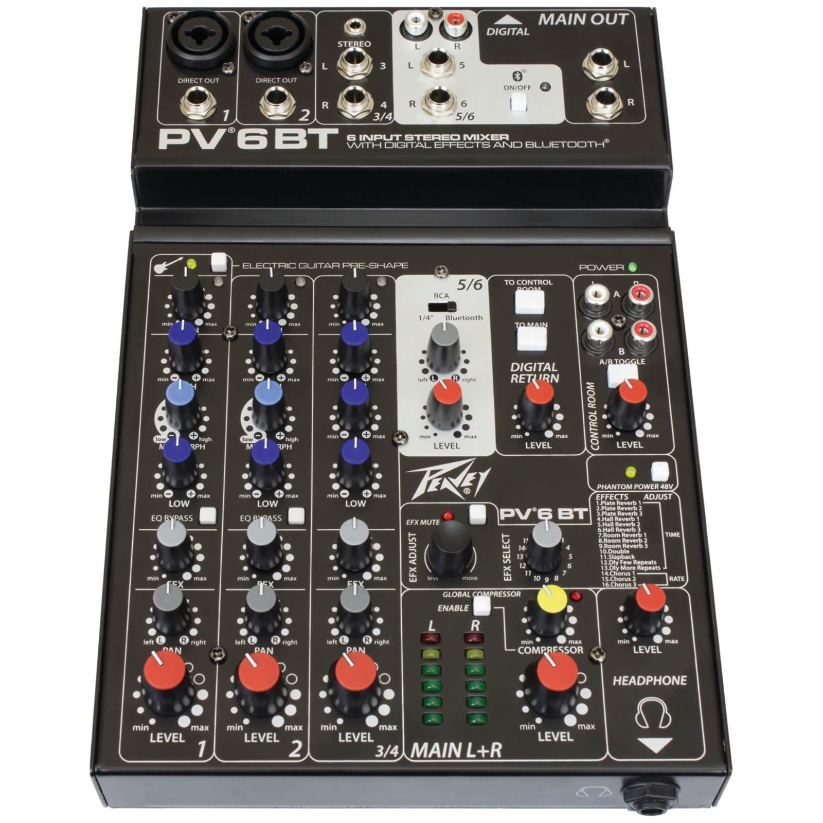 Peavey PV 6 BT 6 Channel Mixer with Bluetooth | Reverb