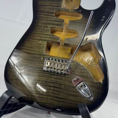 Unbranded Strat Style Electric Guitar Body - Grey / Green Flame Maple image 8