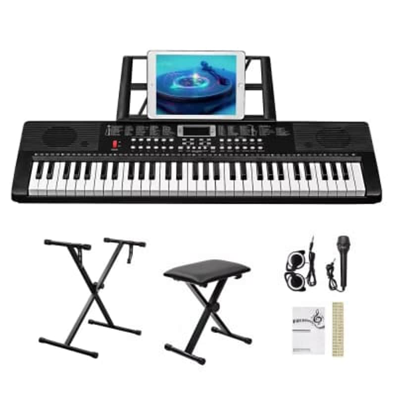 61 Key Digital Piano Music Keyboard - Electronic Keyboard Stand Stool Headphone image 1