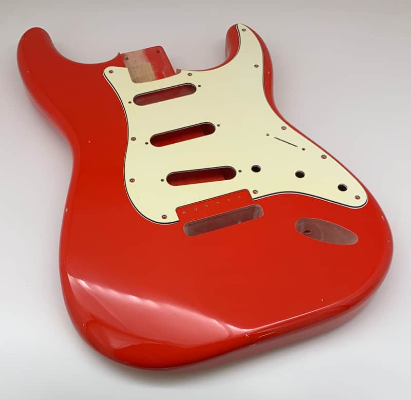 BloomDoom Nitro Lacquer Aged Relic Fiesta Red S-Style Vintage Custom Guitar Body image 1