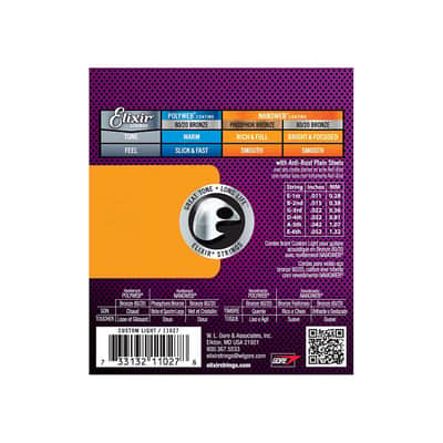 Elixir Nanoweb Bronze Custom Light .011-052 image 2