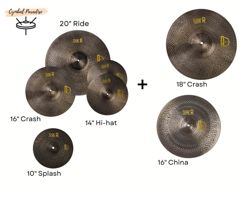 Agean Cymbals Dark R Low Noise Cymbal Set + 18" Crash + 16" China + 10" Splash image 1