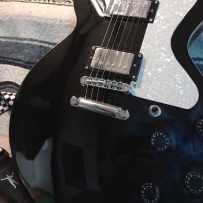 D'Angelico Premier SS Semi-Hollow Single Cutaway with Stop-Bar Tailpiece, No F Holes 2010s - Black image 4