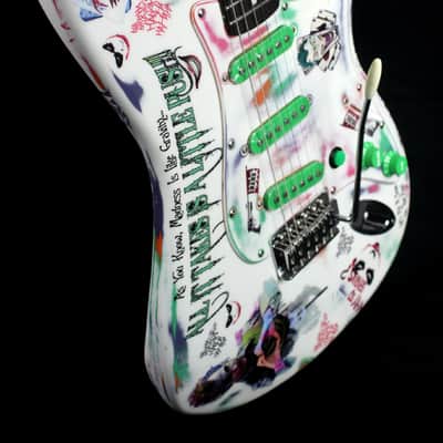 Custom Painted and Upgraded Fender Squier Strat - Aged and Worn With Graphics and Matching Headstock image 3