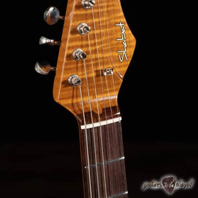 Shabat Lynx HSS Alder S-Style w/ Flame Roasted Maple & Rosewood – Shell Pink image 7