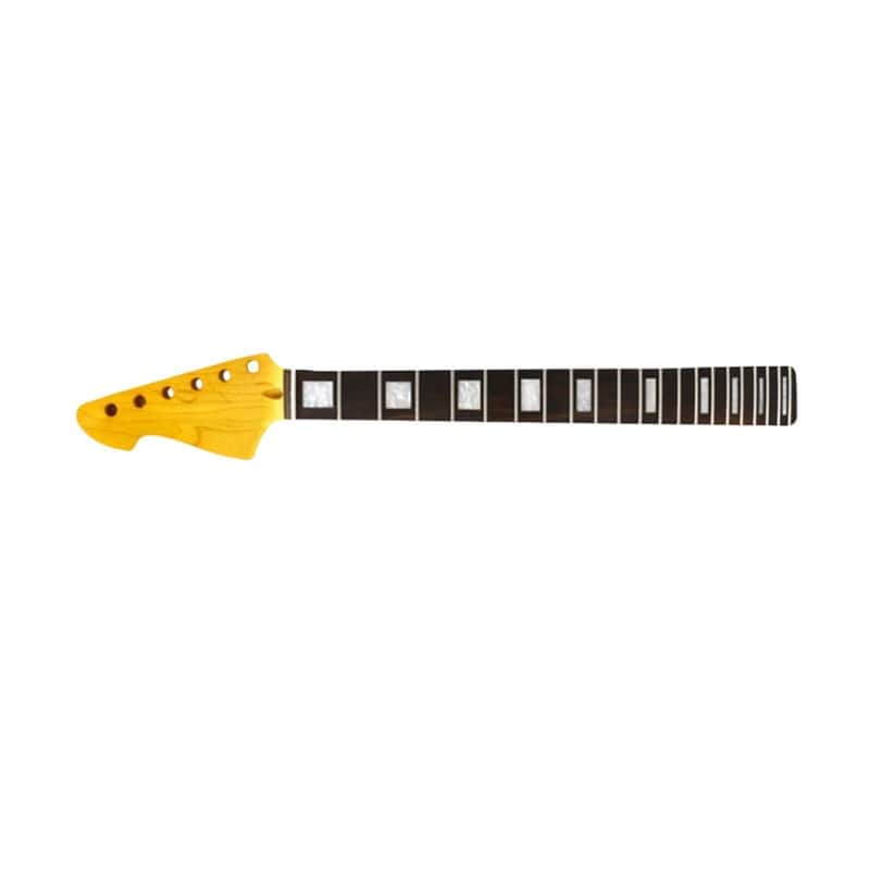 Left Hand 22 Fret Guitar Neck – 25.5" Scale Maple with Rosewood Fretboard, Block Inlay, Yellow Gloss image 1
