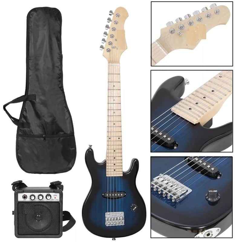 Right-handed Electric Guitar w/Amp 30" Guitar Kids Blue Combo Accessory Kit Set image 1