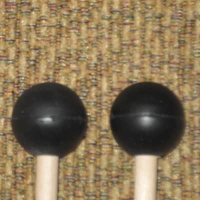 ONE pair new old stock (with packaging) Malletech NR36B Xylo/Bell Mallets - Natural Rubber, Very Hard, 1 & 1/8" Round Black Heads // Birch Handles (from around 2019) Made in USA image 5
