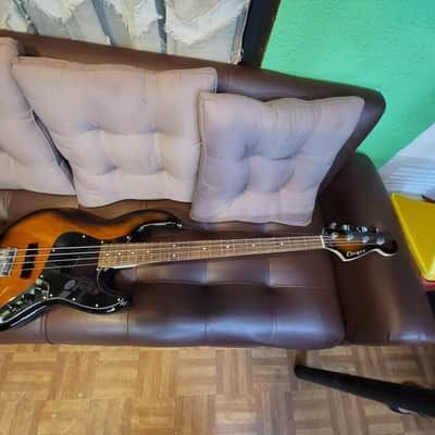 Elegee Custom Fender Jazz Bass 34 inch long scale 2021 Dark Sunburst Bocote 8.8 lbs image 2