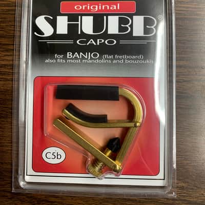 Shubb Banjo (Flat Fretboard) Capo C5b Gold- Also For Mandolin & Bouzouki-Made in USA image 1