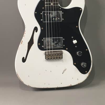 Vintage Custom USA Made Semi-Hollow TL72 Thinline Tele Chambered F Hole Relic White Fender Wide Ranges 6.6 Lb HSC image 2