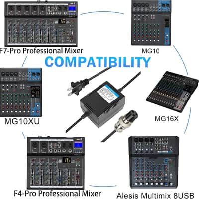 AC17VX2 1500mA High-Power Mixing Console Mixer Power Supply AC Adapter 3-Pin Connector Plug for Yamaha F4/F7/6FX/MG82X/MG10U/MG10xuf/PA-10/Alesis Multimix 8 USB/MG16/MG166CX/MG166C/ MX1804X image 7