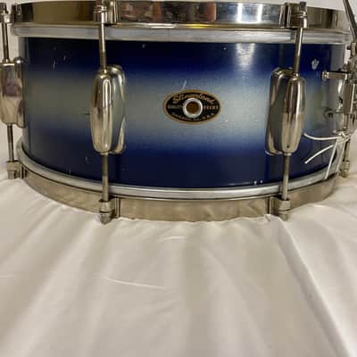 Slingerland Swingster Ensemble 22x12 Bass Drum and 14x5.5 Student Model Radio King 1955-1959 Blue/silver duco image 3